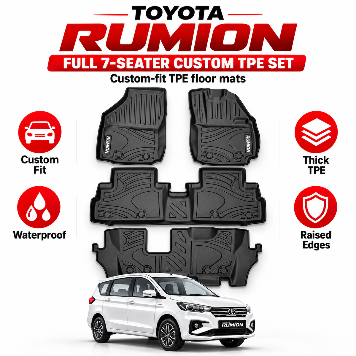 Suzuki Ertiga and Toyota Rumion (2019-2026) 7-seater floor mats – view 5